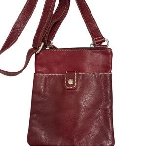 Roots Vintage Small Villager Red Leather Crossbody Bag